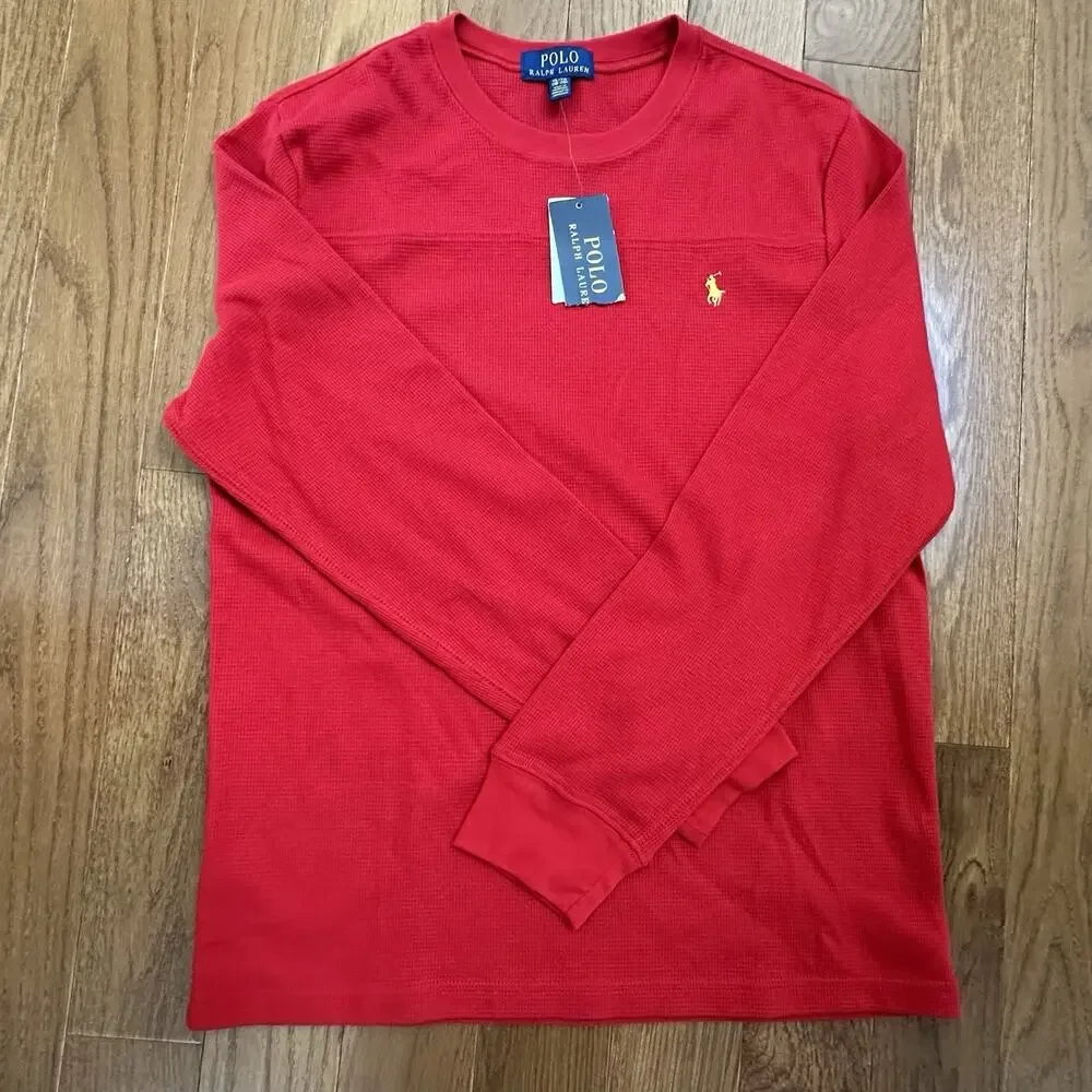 Polo Ralph Lauren Boys Long Sleeve Shirt‎ Red XL 18-20 Crewneck Cotton Blend NWT